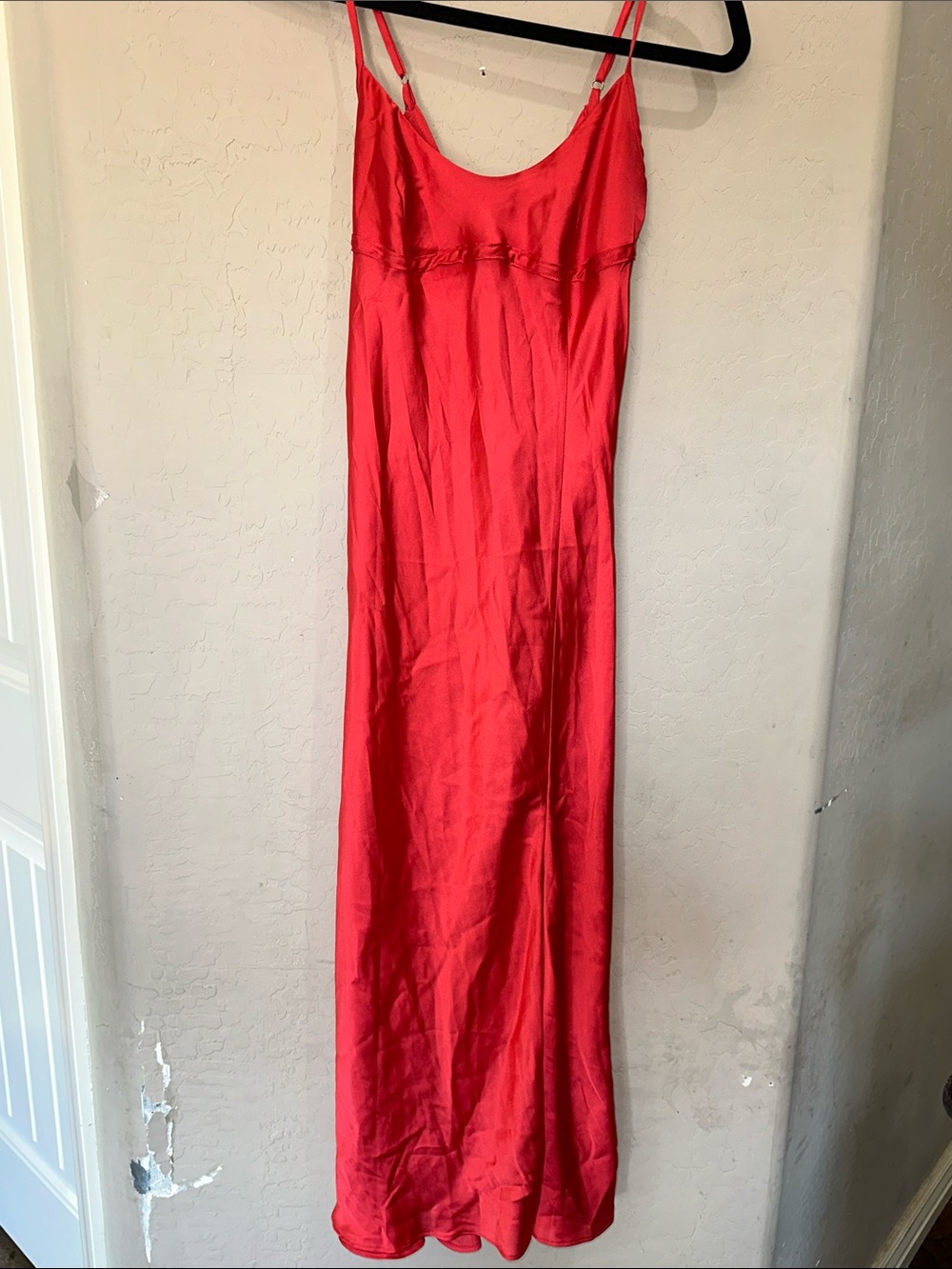 Red Satin Maxi Slip Dress - Women